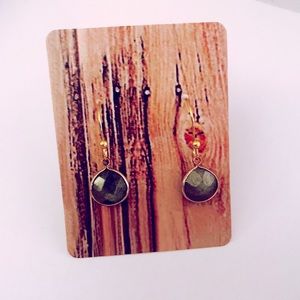 (SOLD) Beautiful Natural Blue Stone 14K Gold Earrings